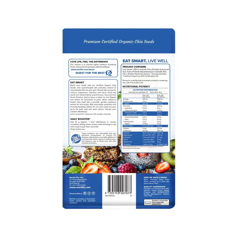 Morlife Chia Seeds Probiotic And Vitamin D 150g