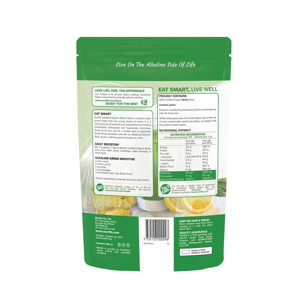 Morlife Organic Barley Grass 200g
