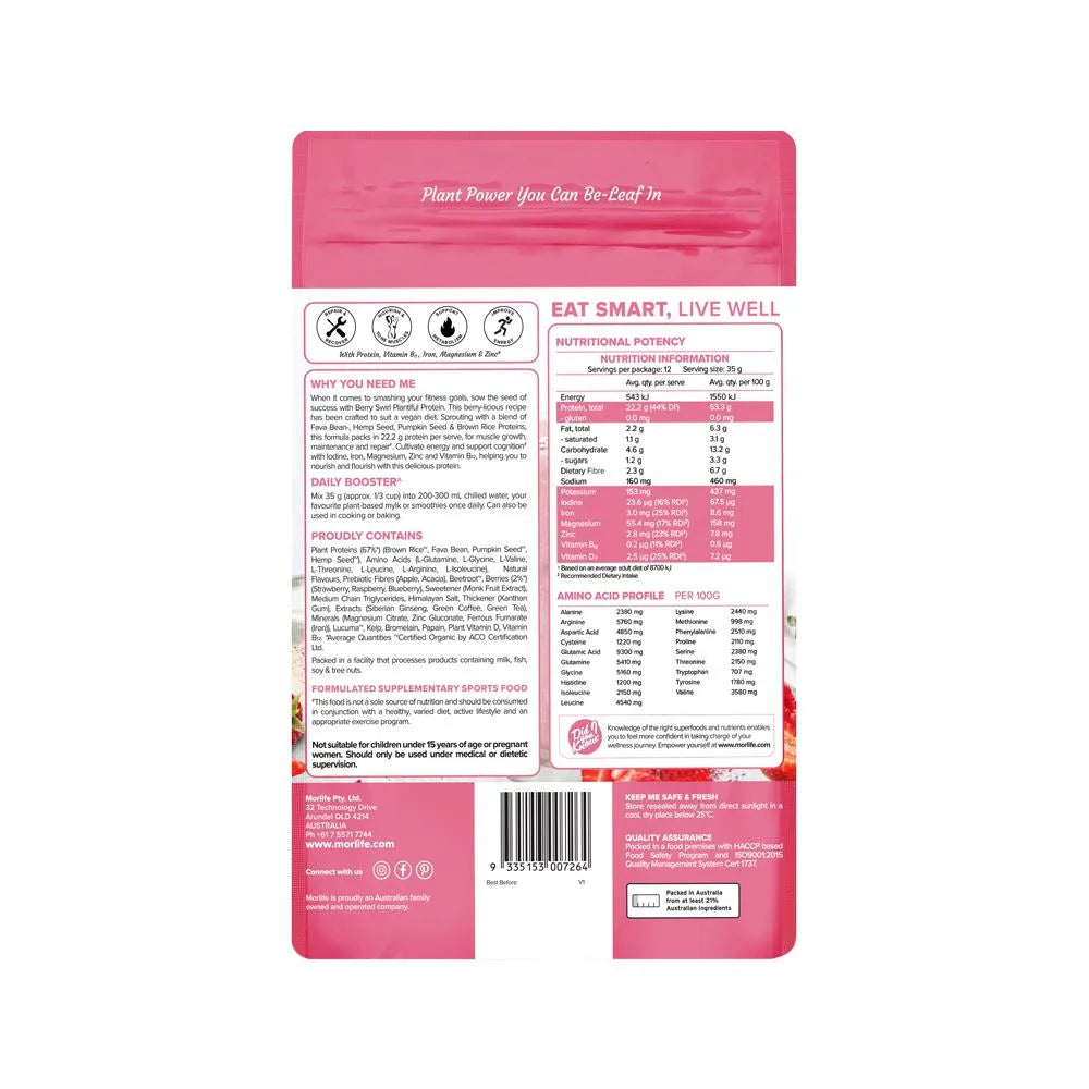 Morlife Plantiful Protein Berry Swirl 440g