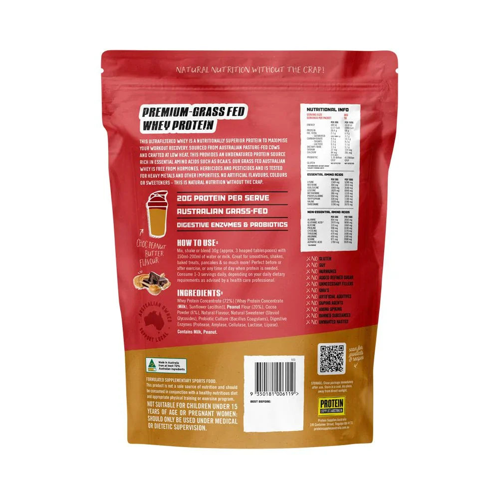 Protein Supplies Aust Whey Protein Choc Peanut Butt 500g