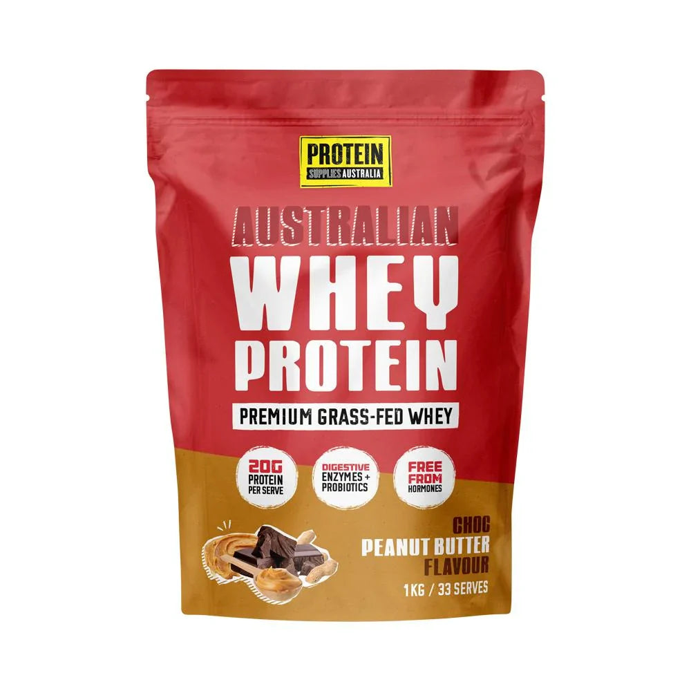 Protein Supplies Aust Whey Protein Choc Peanut Butter 1kg