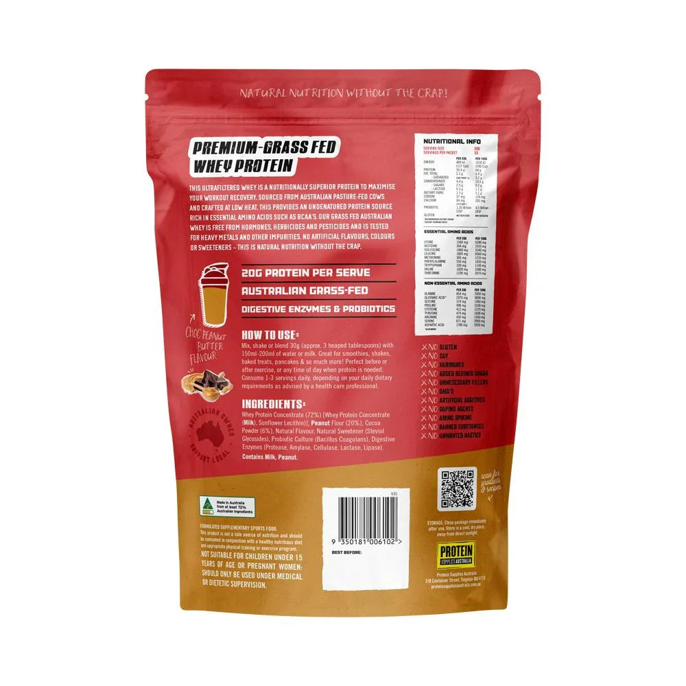 Protein Supplies Aust Whey Protein Choc Peanut Butter 1kg