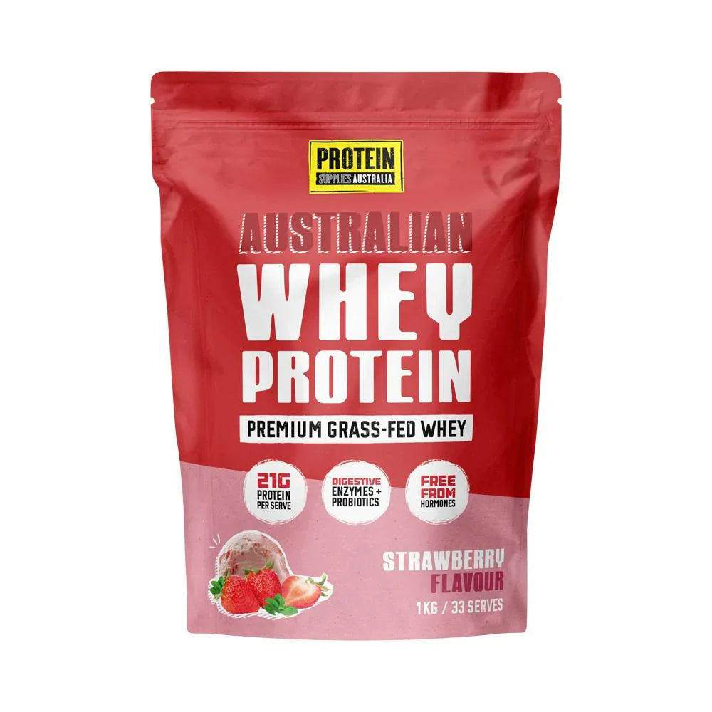 Protein Supplies Aust Whey Protein Strawberry 1kg