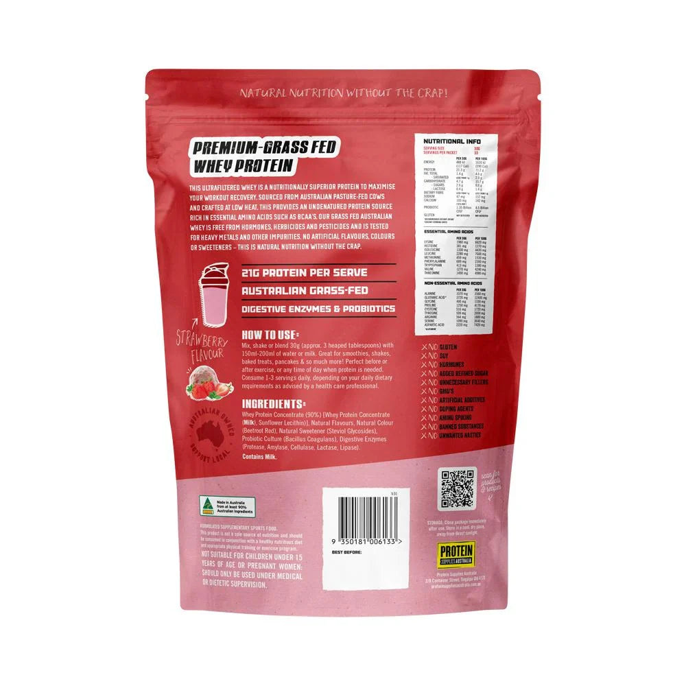 Protein Supplies Aust Whey Protein Strawberry 1kg