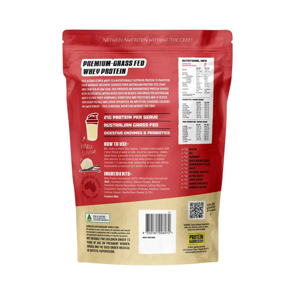 Protein Supplies Aust Whey Protein Vanilla 1kg