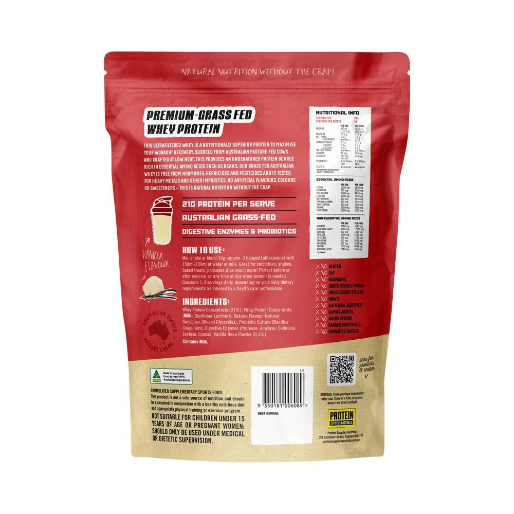 Protein Supplies Aust Whey Protein Vanilla 500g