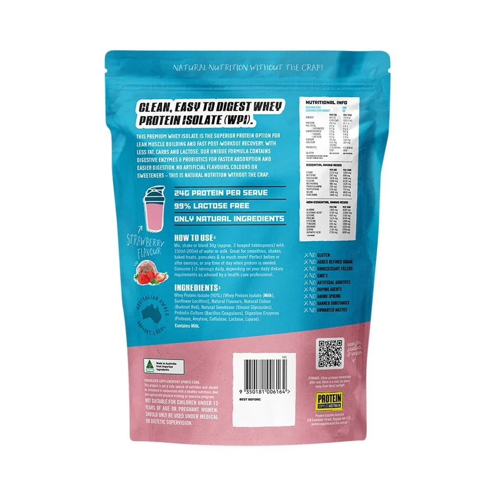 Protein Supplies Whey Protein Isolate Strawberry 1kg