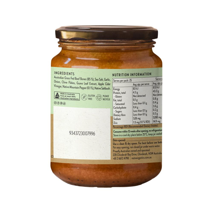 Nutra Org Bone Broth Beef Concentrate Native Herbs 250g