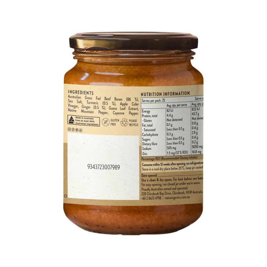 Nutra Org Bone Broth Beef Concentrate Turm Ginger 250g