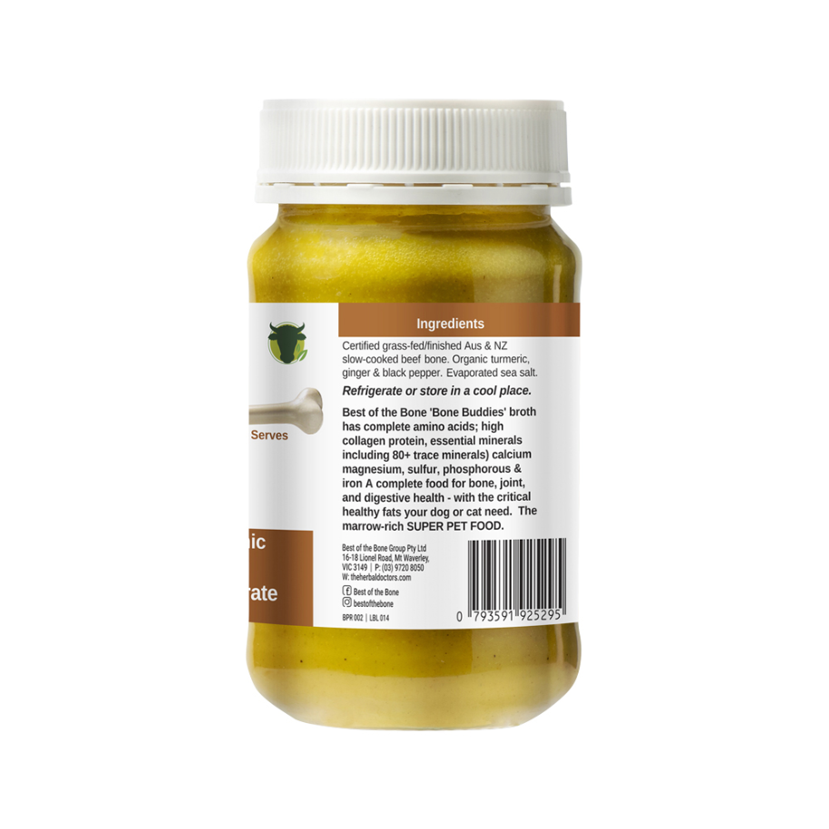 Best Bone Pet Bone Broth Beef Conc Org Turmeric Ginger 375g