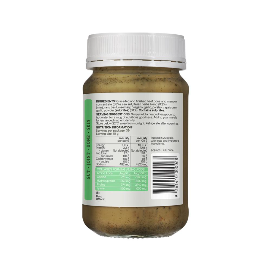 Best Bone Bone Broth Beef Conc Org Italian Herbs Garlic 390g