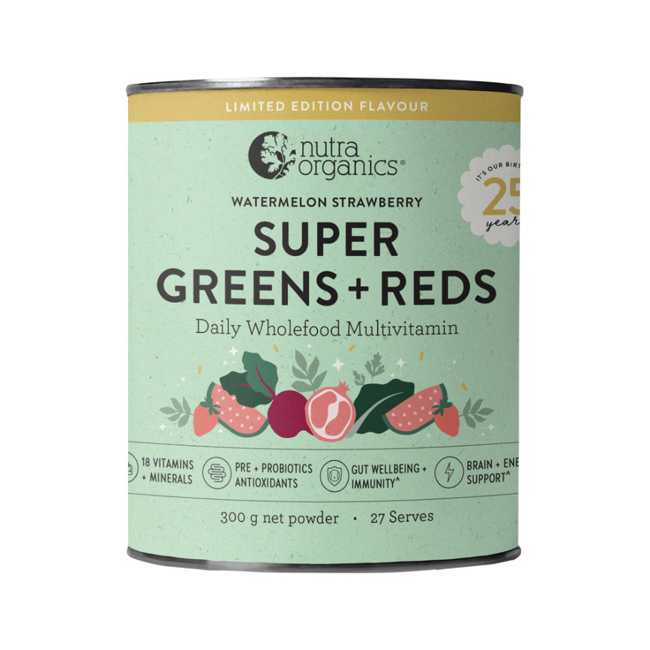 Nutra Org Org Super Greens + Reds Watermelon Strawb 300g