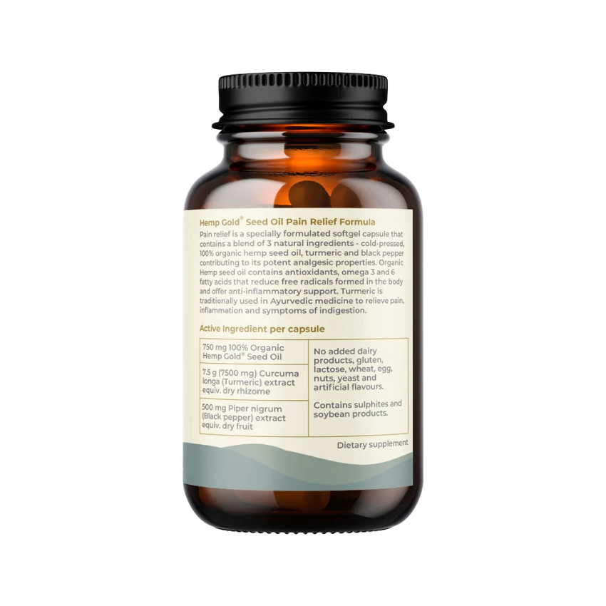 Hemp Foods Aust Pain Relief Hemp Seed Oil Gold Caps 60c