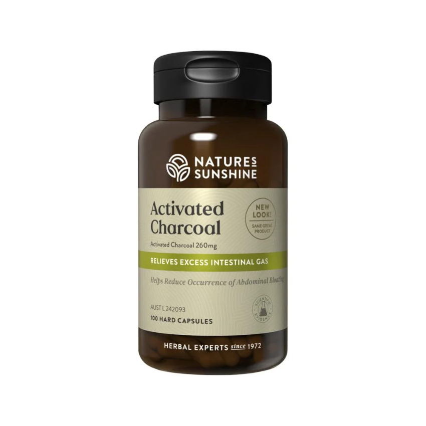 Natures Sunshine Activated Charcoal Cap 260mg Bottle
