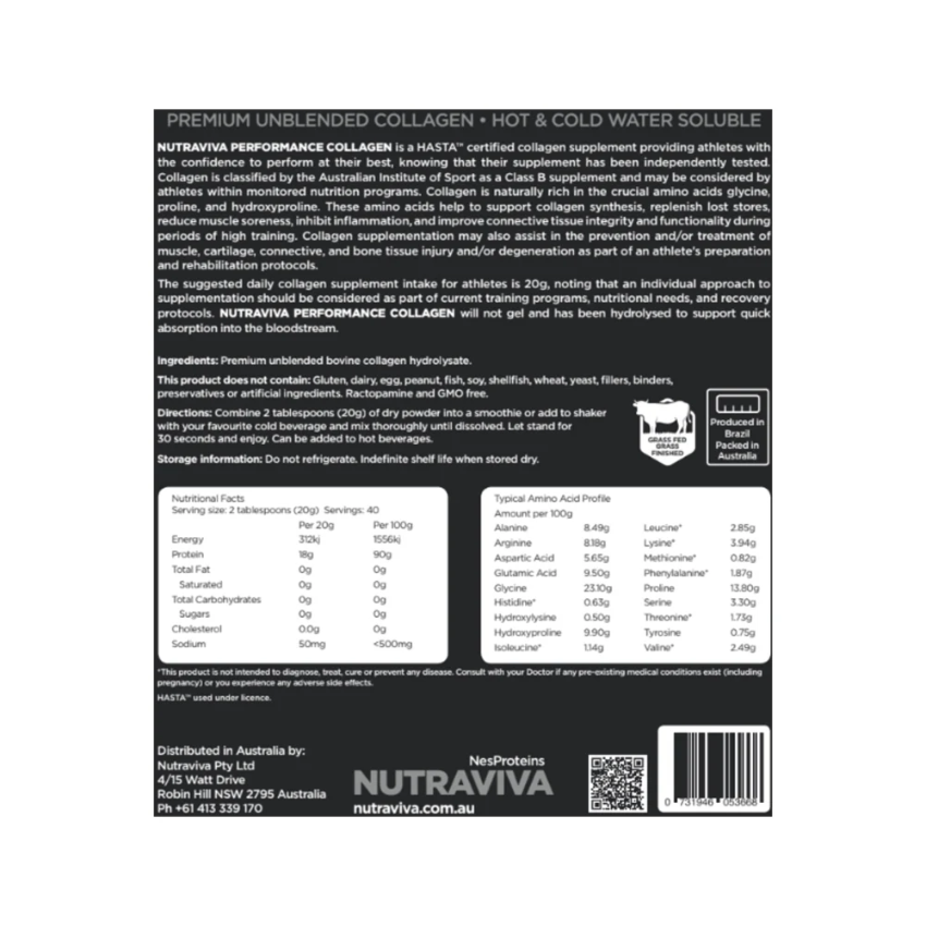 Nutraviva Collagen Performance -Beef- Unflavoured 800g