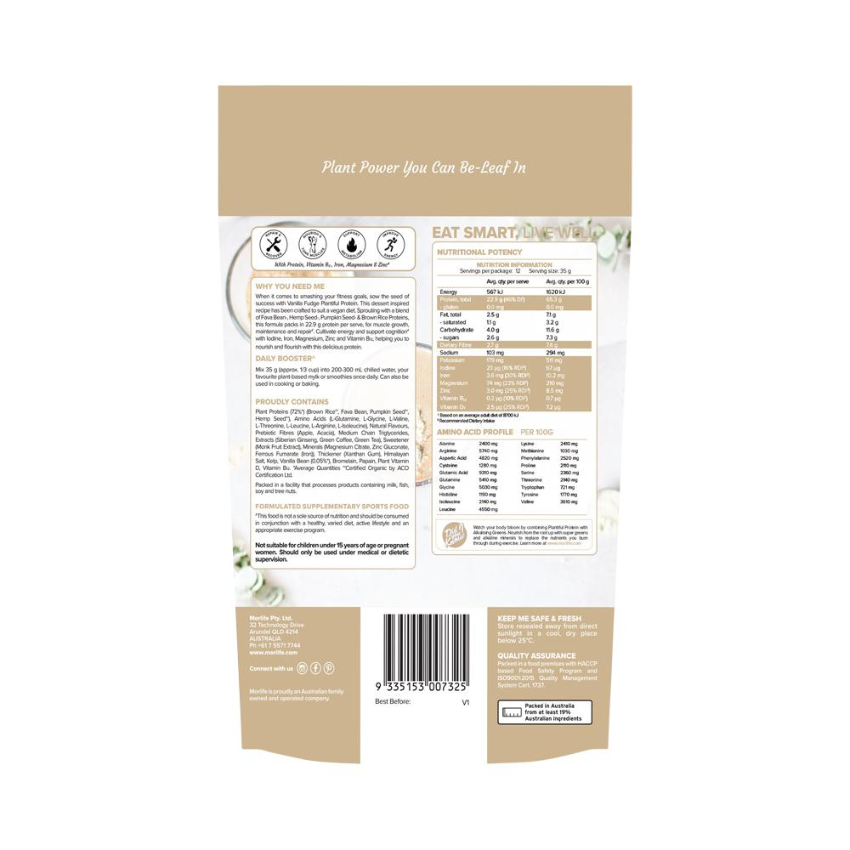 Morlife Plantiful Protein Vanilla Fudge 440g