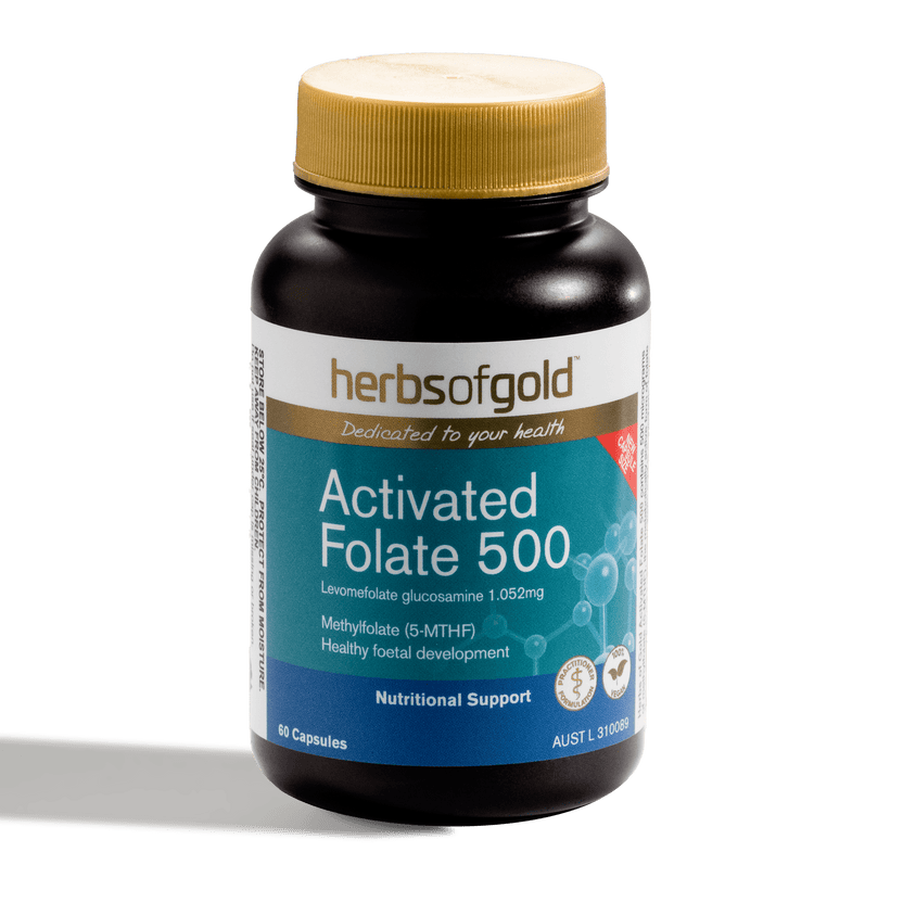 Folate Acticated Herbs Of Gold Activated Folate 500 60c — Health Freek