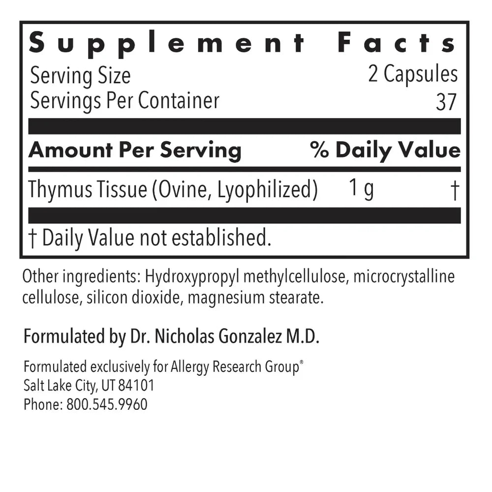 Thymus Natural Glandular Allergy Research Group 75 capsules