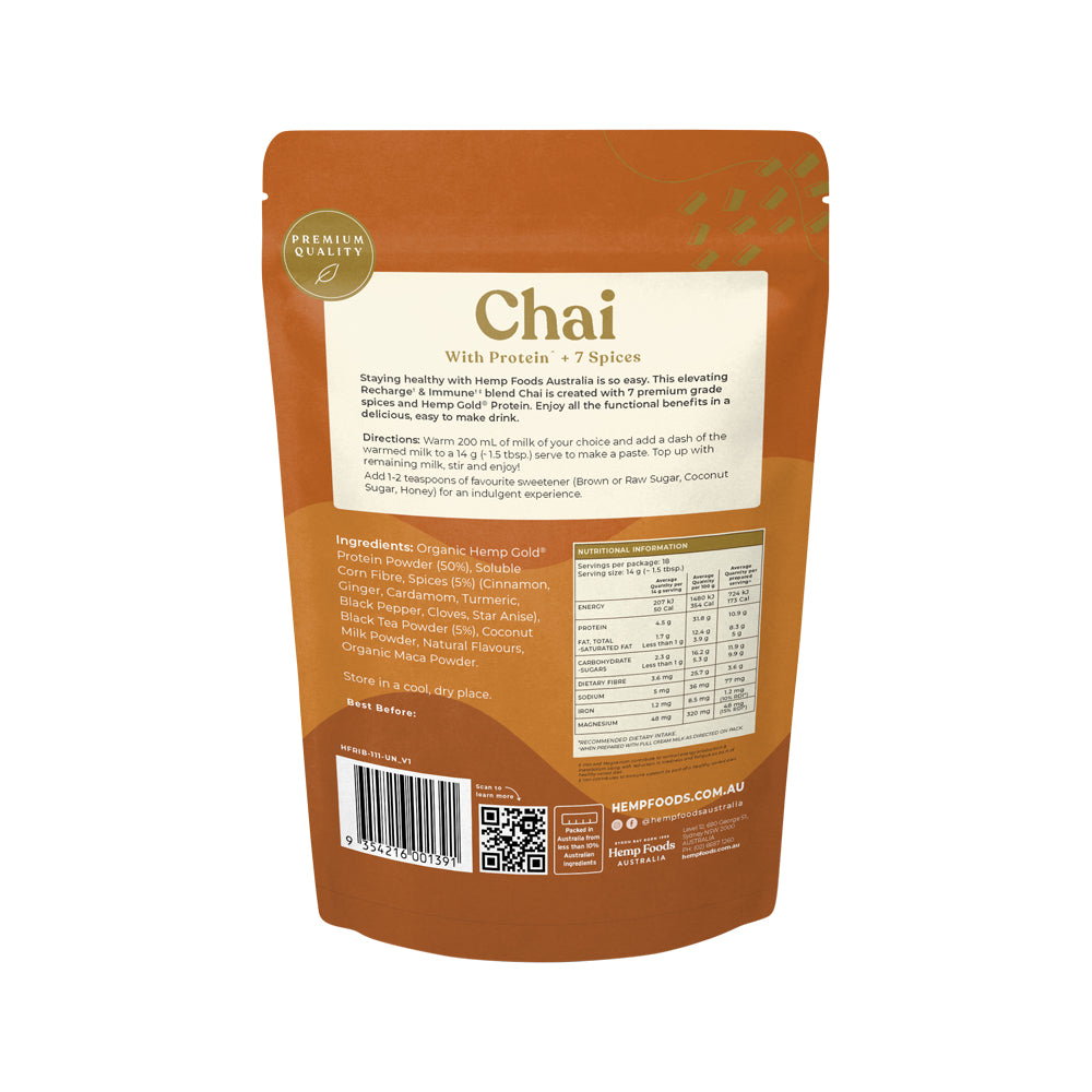 Hemp Foods Aust Chai Recharge And Immune 252g