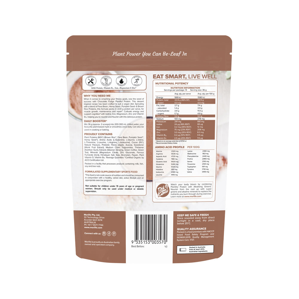 Morlife Plantiful Protein Chocolate Fudge 510g