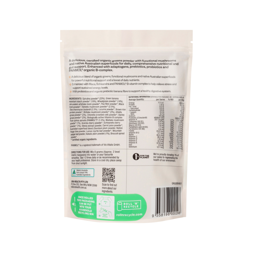 Ora Organic Greens Superpowder 480g