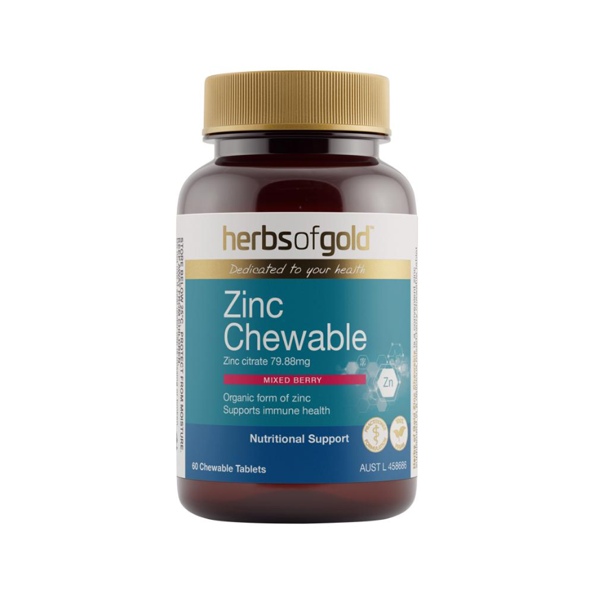 Herbs Of Gold Zinc Chewable Mixed Berry 60t
