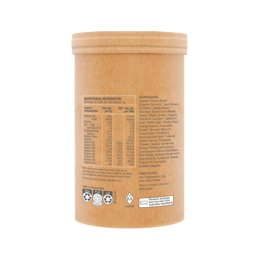 Raw Organic Greens Vanilla Mint 200g