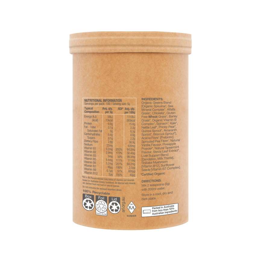 Raw Organic Greens Vanilla Mint 500g