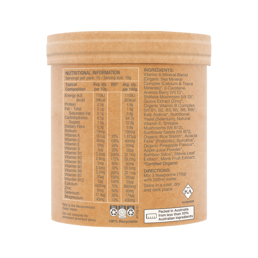 Raw Organic Multivitamin Pineapple 100g