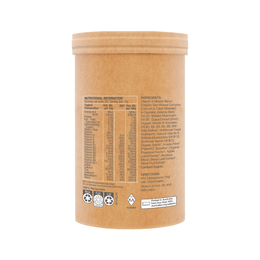 Raw Organic Multivitamin Pineapple 200g