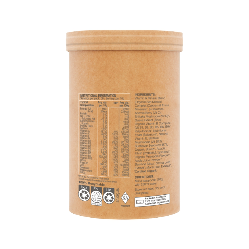 Raw Organic Multivitamin Pineapple 500g