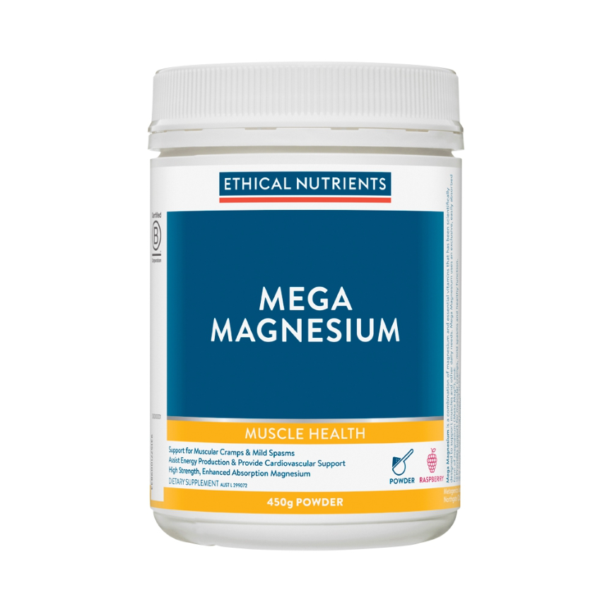 Ethical Nutrients Mega Magnesium Powder Raspbrry 450g