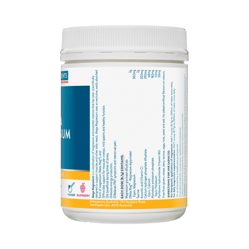 Ethical Nutrients Mega Magnesium Powder Raspbrry 450g