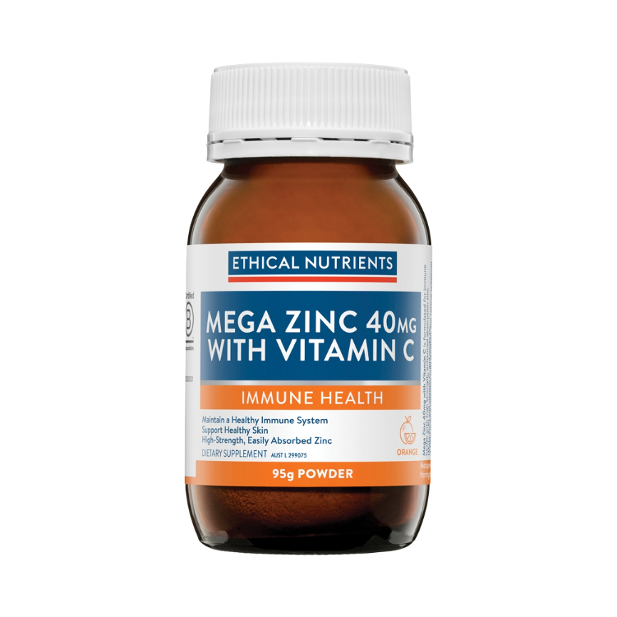Ethical Nutrients Mega Zinc 40mg Vit C Orange 95g