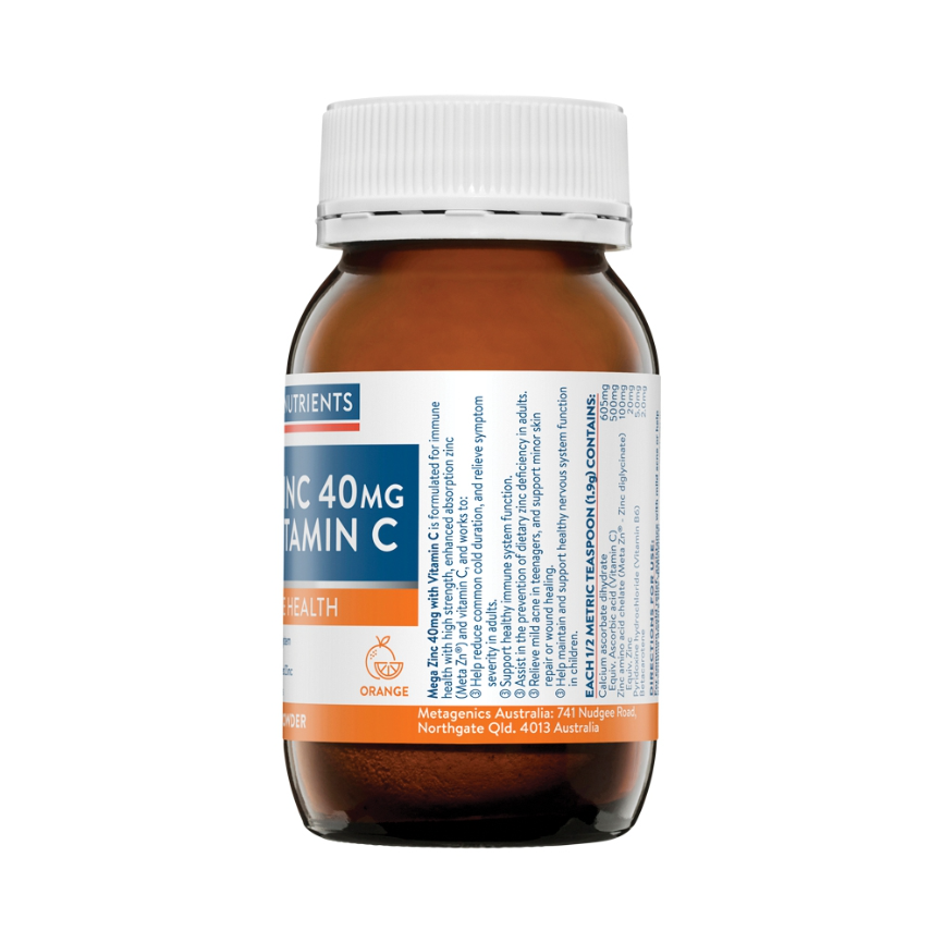 Ethical Nutrients Mega Zinc 40mg Vit C Orange 95g