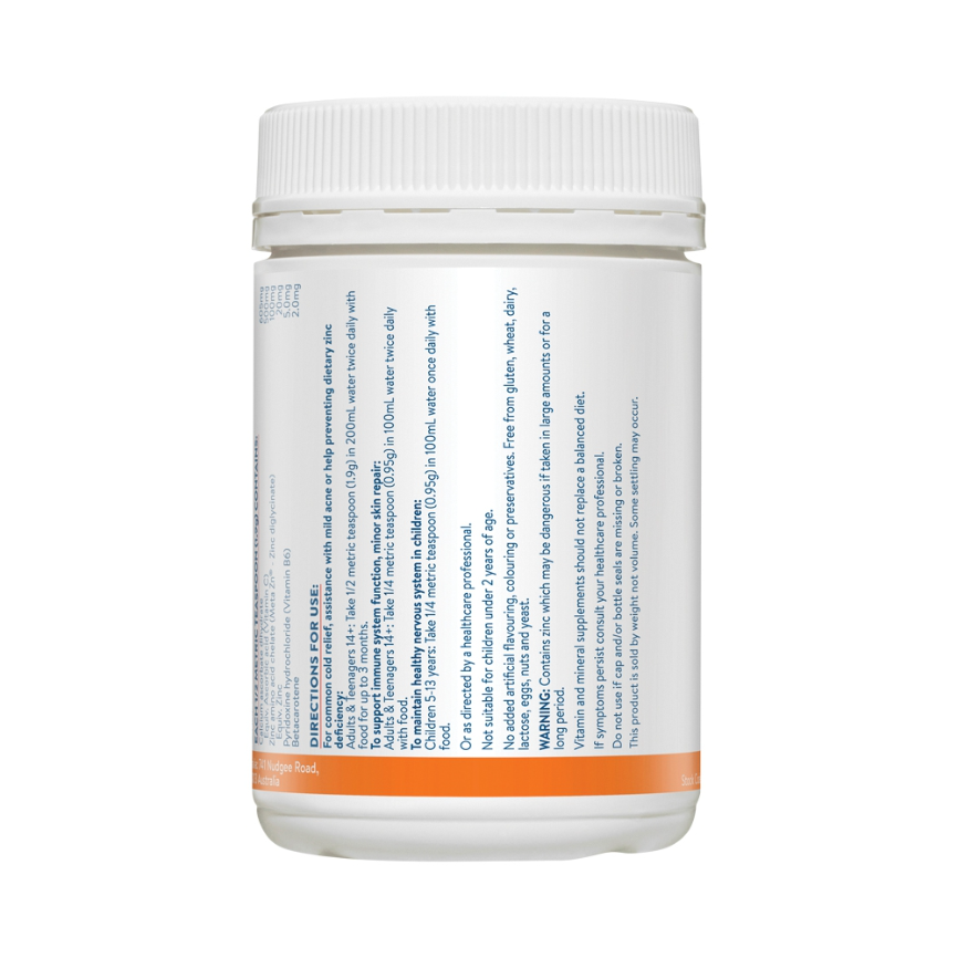 Ethical Nutrients Mega Zinc 40mg Vit C Raspberry 190g