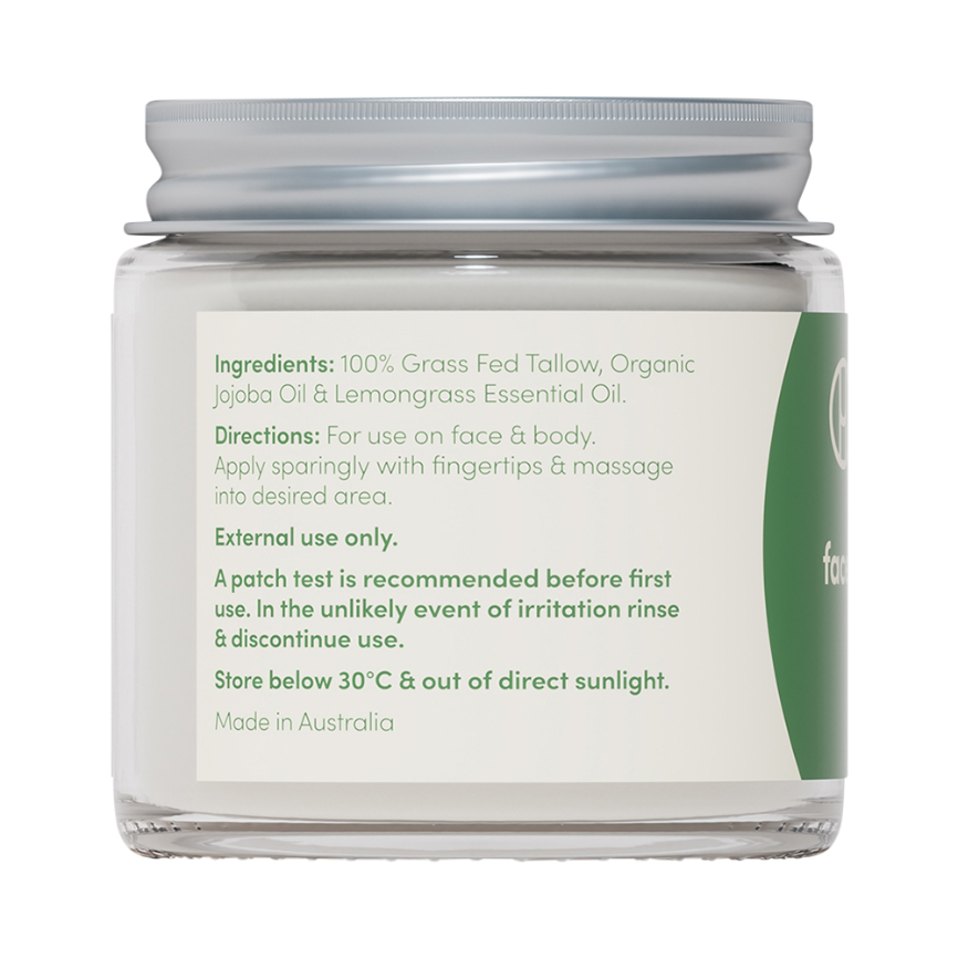 Handmaid Whipped Tallow Face Body Balm Lemongrass 80g