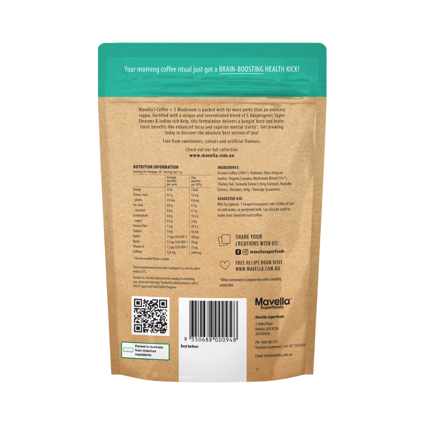 Mavella Superfoods Coffee Plus 5 Mushrooms 100g