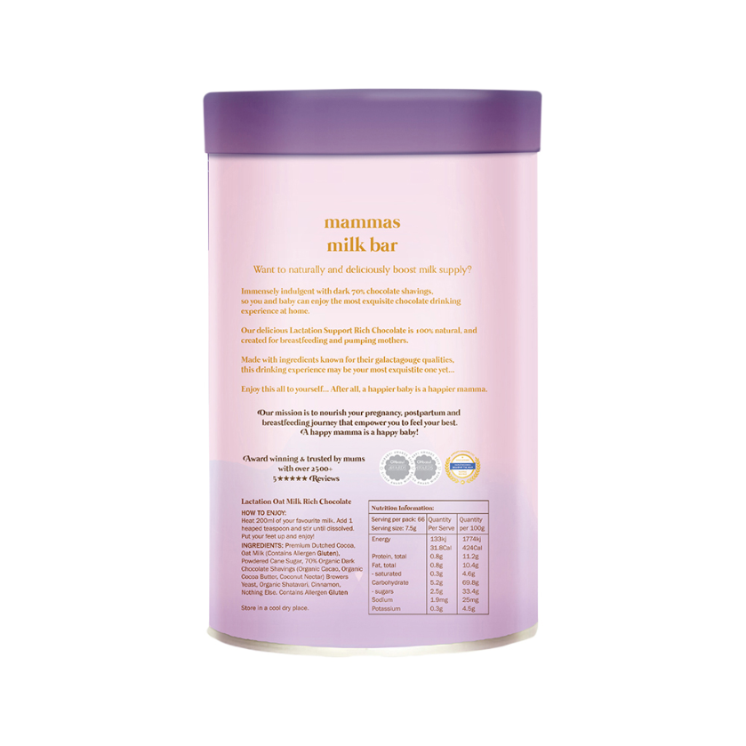 Mammas Milk Bar Oat Milk Choc Lactation Supp Drink Choc 500g