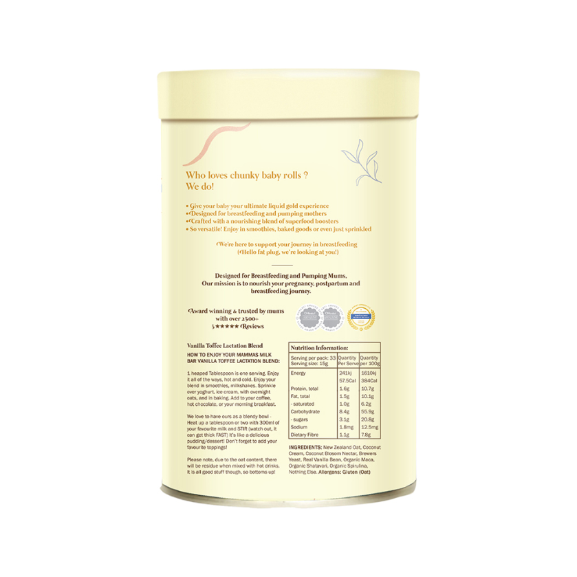 Mammas Milk Bar Vanilla Toffee Lactation Support Blend 500g