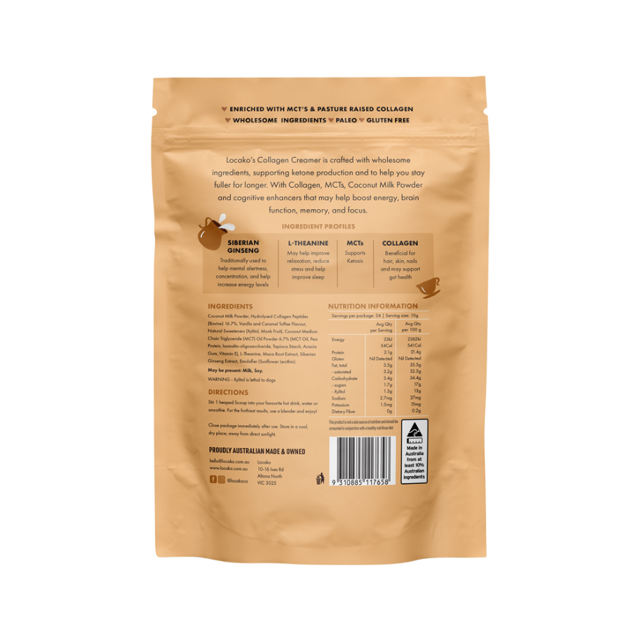Locako Collagen Creamer Nootropic Vanilla Toffee 240g