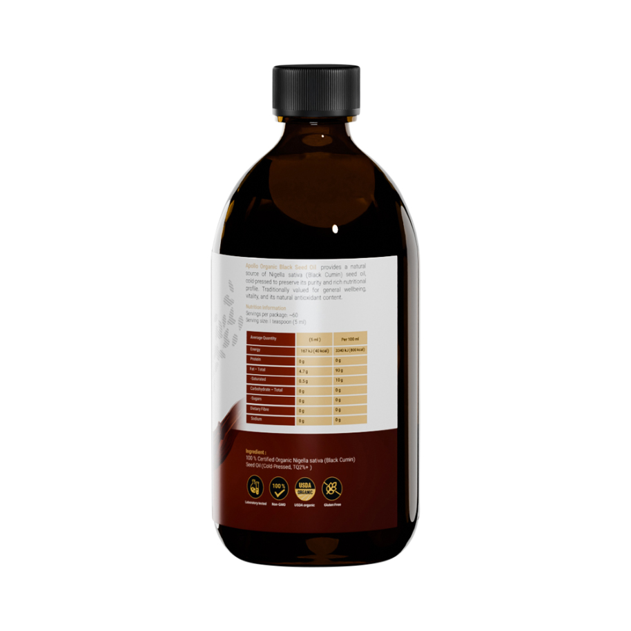 Apollo Organic Black Seed Oil Tq 2% 300ml