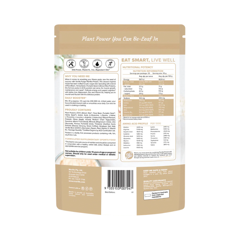 Morlife Plantiful Protein Vanilla Fudge 900g