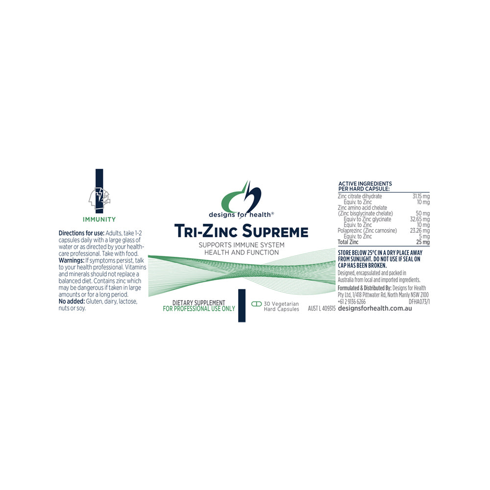 Designs For Health Tri-zinc Supreme 30vc