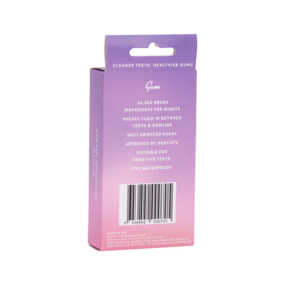 Gem Toothbrush Electric Replacement Heads Rose X 2 Pk