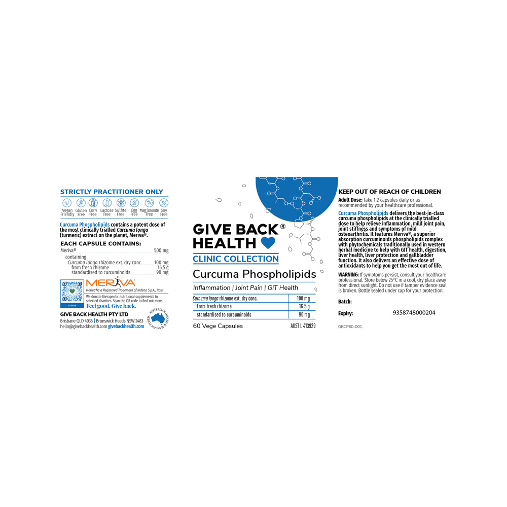 Give Back Health Clinic Coll Curcuma Phospholipids 60vc
