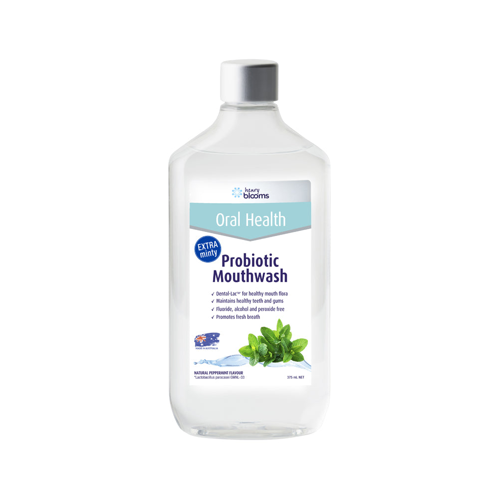 H.blooms Oral Health Probiotic Mouthwash Peppermint 375ml