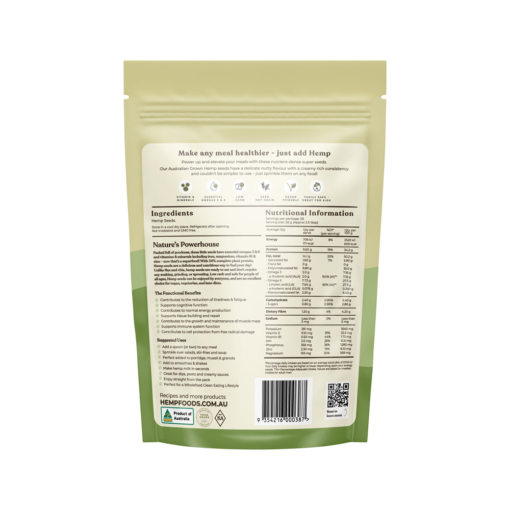 Hemp Foods Aust Hemp Seeds Australian -Hulled- 800g