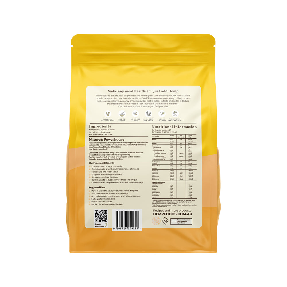Hemp Foods Aust Organic Hemp Protein Gold 900g