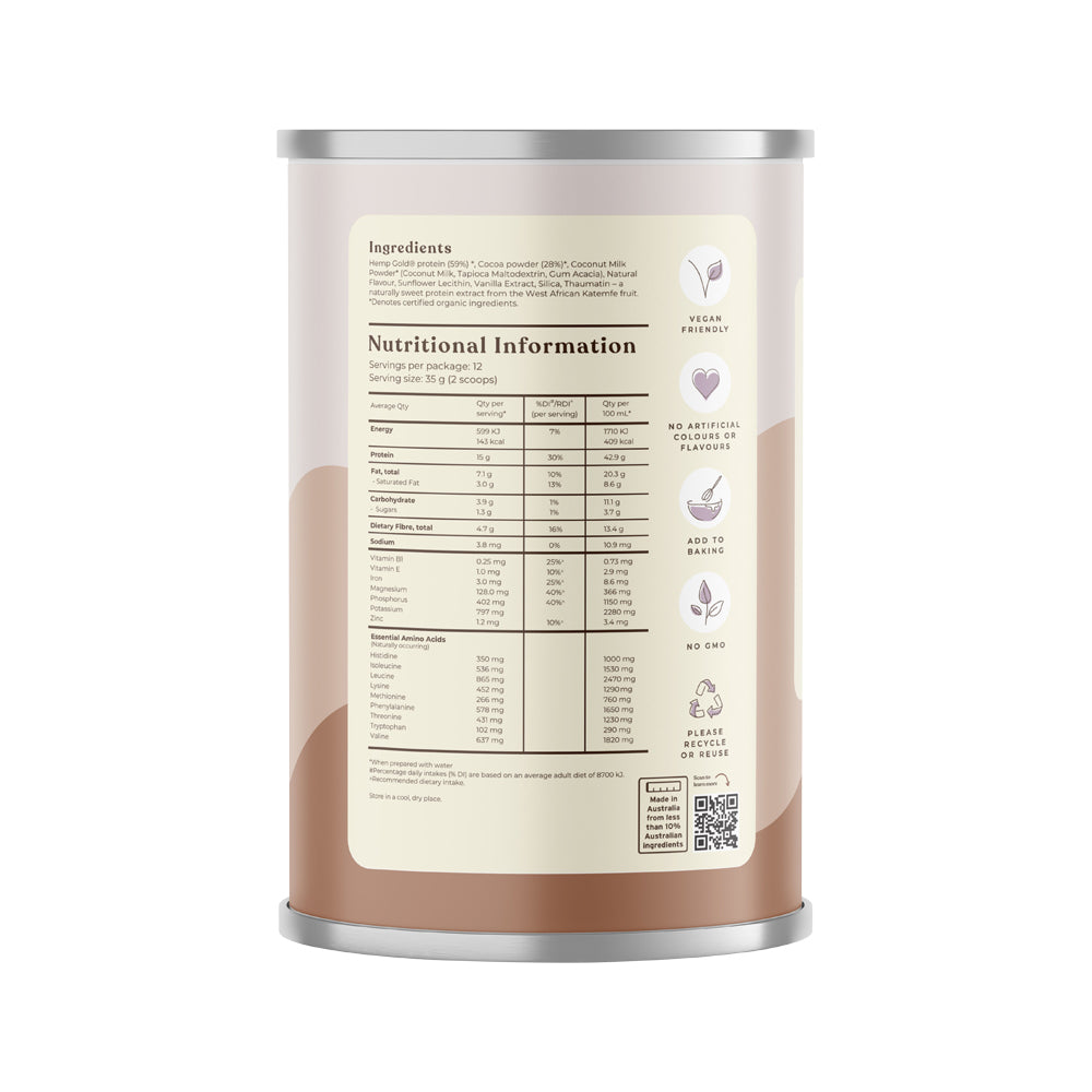 Hemp Foods Aust Organic Hemp Protein Shake Chocolate 420g